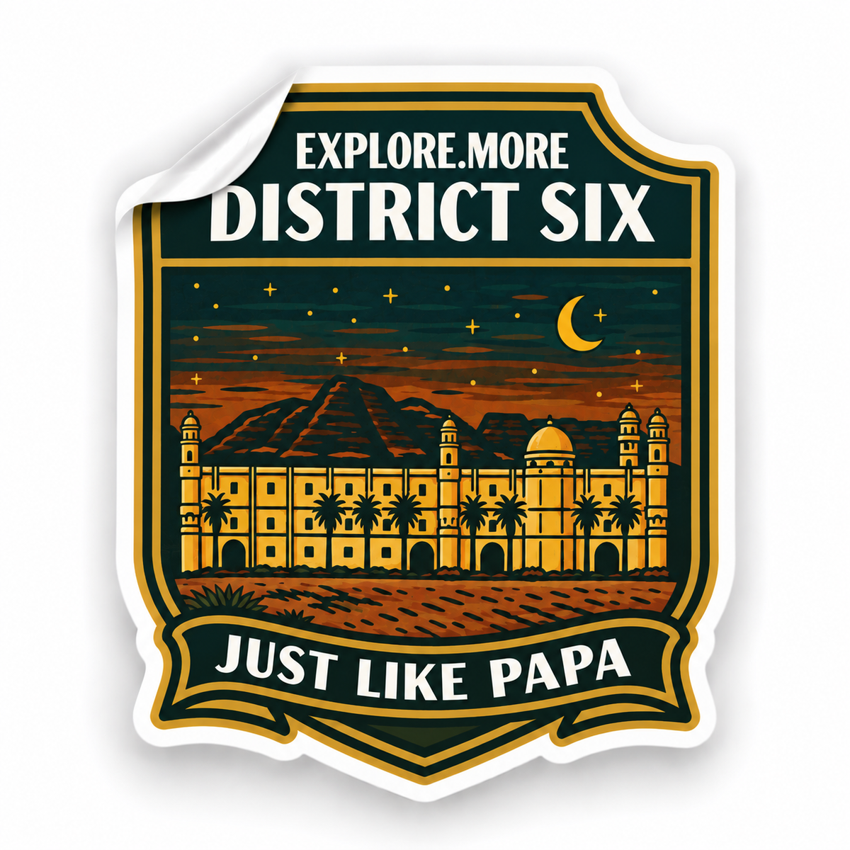 Just Like Papa Destination Sticker - District Six