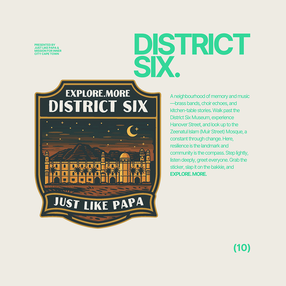 Just Like Papa Destination Sticker - District Six