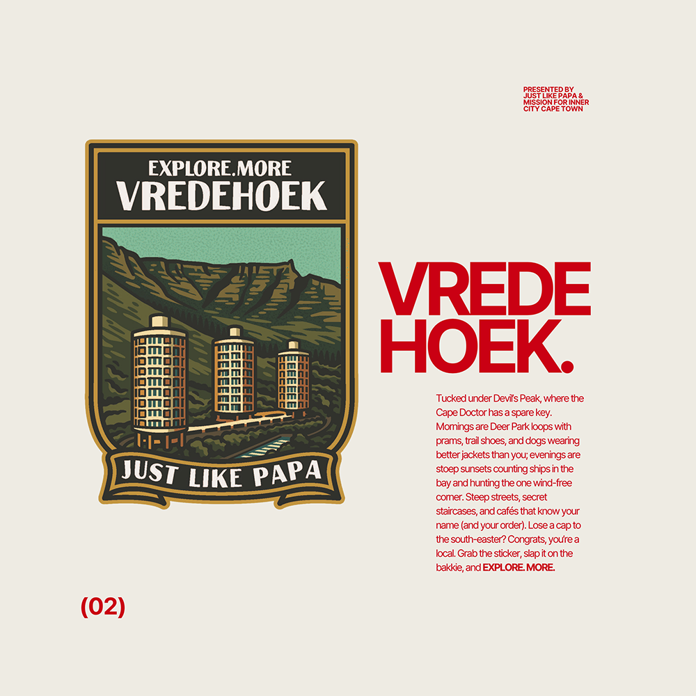 Just Like Papa Destination Sticker - Vredehoek