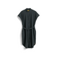 A black, short-sleeved, knee-length dress with a side cinch for adjusting the length, featuring a reflective detail on the belt and a secure Napoleon pocket.