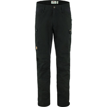 A pair of black trekking trousers with multiple pockets and adjustable leg endings.