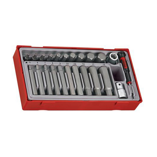 Socket Set 1/2'' Drive Hex Bit 23 Pieces TT Tray