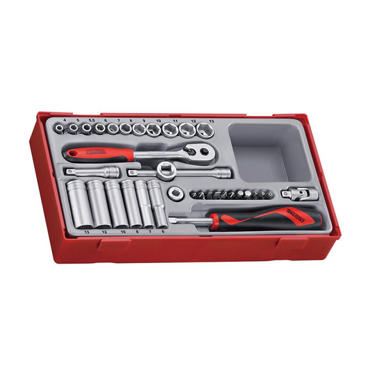 Socket Set 1/4'' Drive 35 Pieces TT Tray